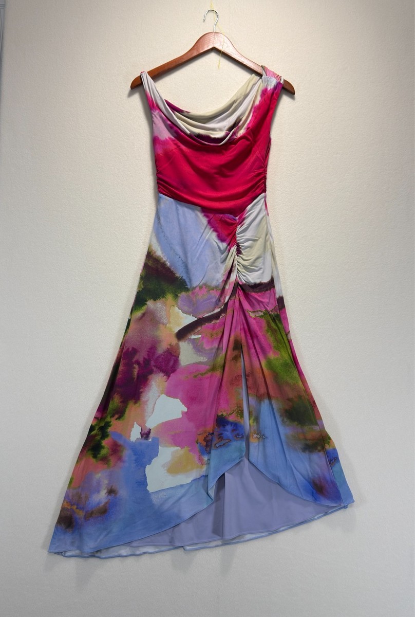 AMUR Ella Printed One Off The-Shoulder Jersey Slip Dress, Size 2, Retail  $498 | eBay