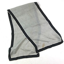Vintage Black White Polka Dot Neck Scarf 11" x 40.5" STAINS