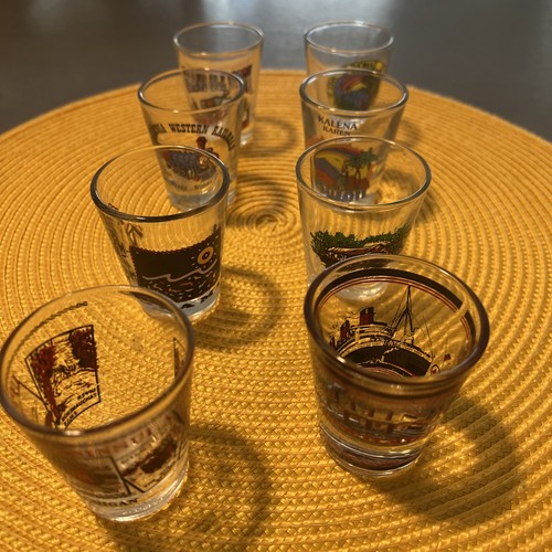 "Juego de 8 vasos de chupito de fondo pesado vintage blancos de 2,5"" pulgadas con impresión Estados Unidos" - Imagen 2 de 14