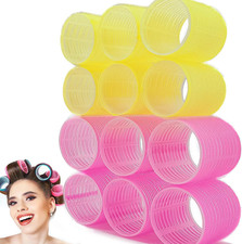 Jumbo Hair Rollers Sets, 12 Pcs Self Grip Salon Hair Dressing Curlers, Jumbo Lar