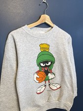 Vintage 90  s Warner Bros Marvin The Martian Gray Sweatshirt Youth Large Tultex