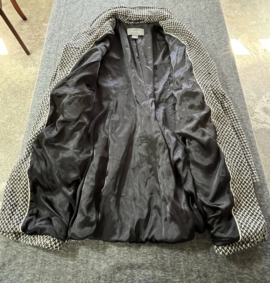 Chaqueta de chaquetón Ann Taylor para mujer de tweed blanco y negro de longitud media talla 4 Foto 4 de 4