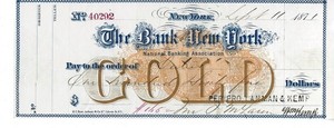Two different Bank of New York checks, 1871, oldest bank in USA