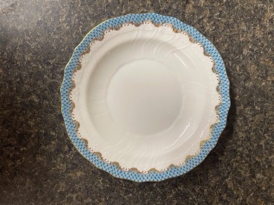 HEREND TURQUOISE FISH SCALE SALAD PLATE, NWT!