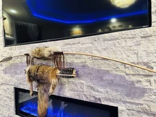 Native American Indian Coyote Hickory Bow Arrow By Enrolled Memb Of Cherokee 68”