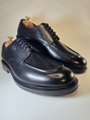 Leder Derby Pollen schwarz - 46 neu - Made in Italy