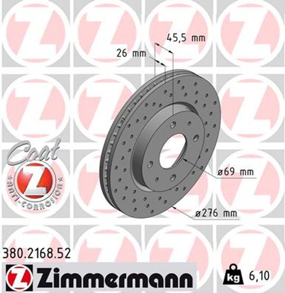 2X Zimmermann Bremsscheibe Sport Z 380.2168.52 FüR Mitsubishi Lancer Galant 8 7-image