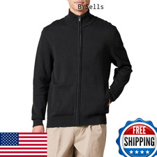 Amazon Essentials Men's Full-Zip Cotton Sweater, Black, X-Small