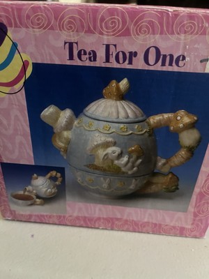 Ceramic Bunny Rabbit Mushroom Themed Teapot Tea For One Set