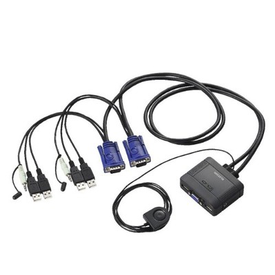 ELECOM KVM Switch USB VGA Lautsprecher Handschalter 2 Stück Audio Switch KVM-KUS