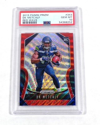 2019 Panini Prizm DK Metcalf Rookie Red Wave Prizm #343 Seahawks /149 PSA 10
