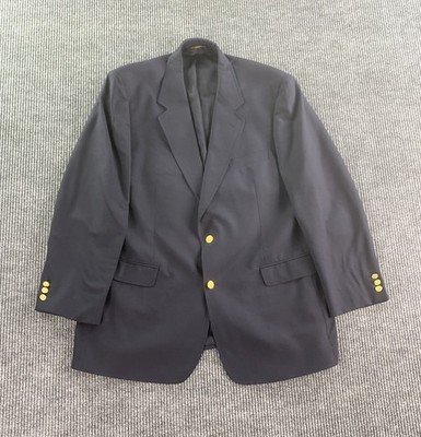 Vintage Brooks Brothers Blazer 44 L Navy Wool University Castle Gate Buttons