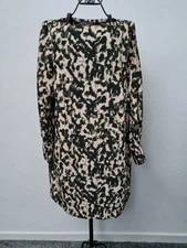 H&M dress size Large Green Beige Leopard Print 