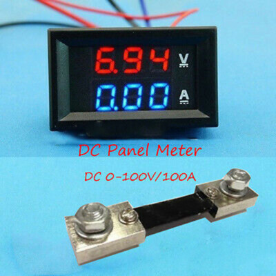 0-100V 100A DC Digital LED Voltmeter Ammeter Amp Volt Meter + Current Shunt Car
