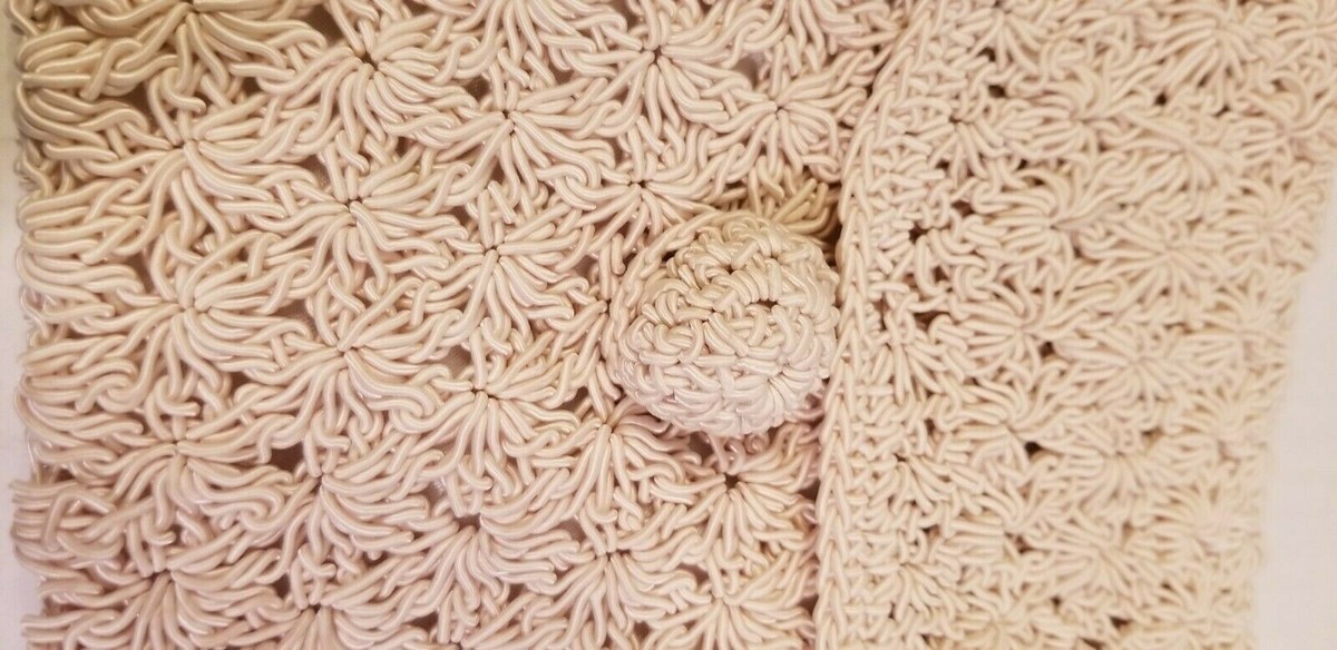 Women's Crochet Crossbody Handbag MCM Beige Boutique Chic Express BOHO View 3