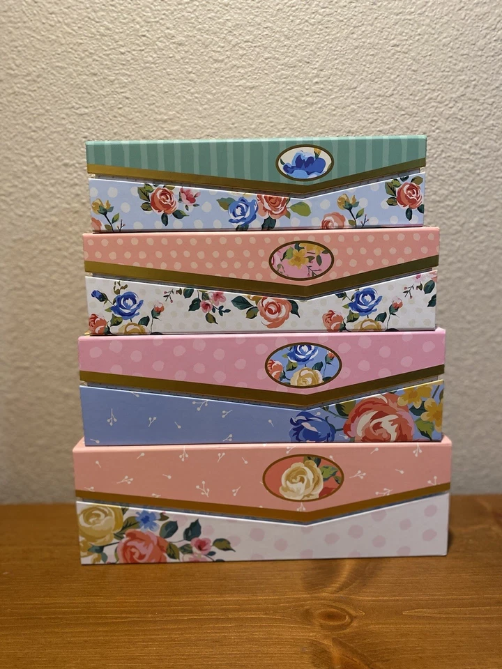 Spring Floral Nesting Boxes Set Of 4, Floral Stackable Decorative Storage Boxes - Image 3 of 4