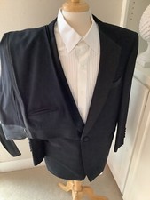 Black Bespoke Tuxedo, Size US 52 R, Black, 100 Wool, Pant 40 X 34  , Satin Trim