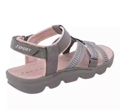Jsport Kaia Women's Black Strap Sandal, Grey/Pink, 11