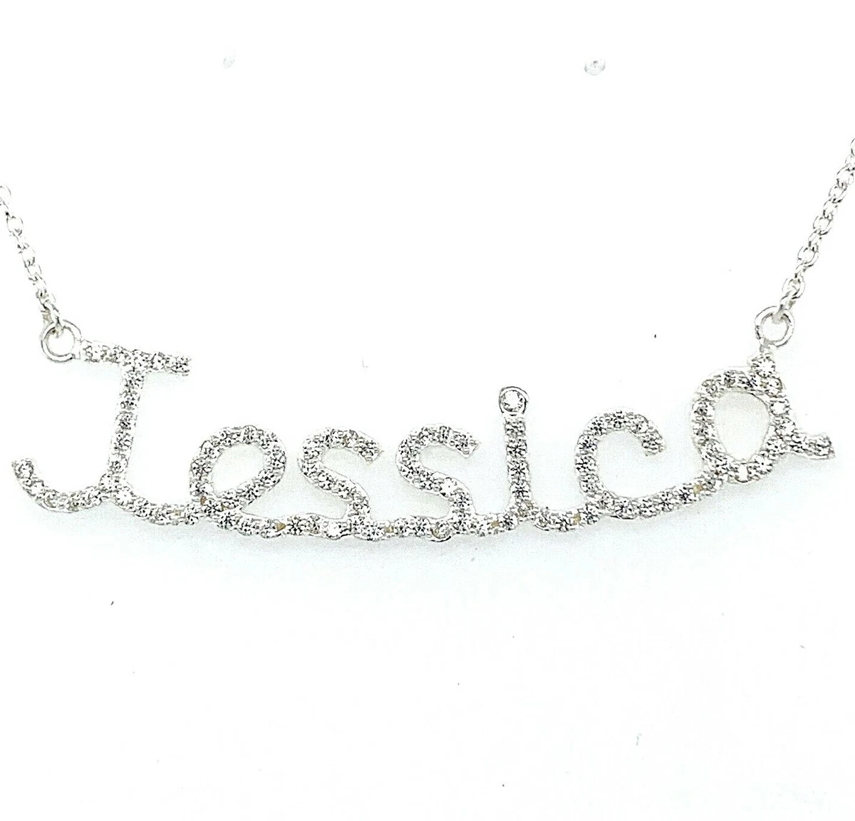 Crystal name plate best sale necklace