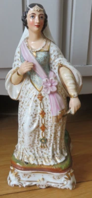 JACOB PETIT Porte plume en porcelaine émaillée polychrome en forme de dame 19 e - Photo 1/4