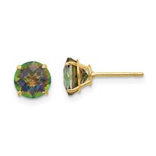 Madi K Kid's Earrings 14k Gold 6 mm Mystic Topaz Casted Back Closure