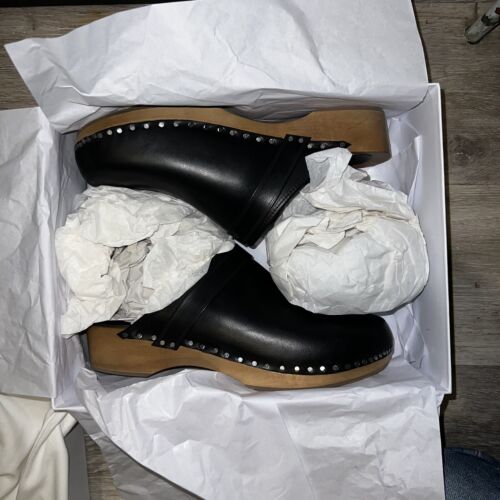 ISABEL MARANT Ladies Thalie Black Leather Studded Clogs EU41 NEW RRP350 - Afbeelding 1 van 12