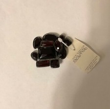 ANN TAYLOR Designer GORGEOUS RED GLASS BLACK JAPANNED BROOCH Jewelry with TAG