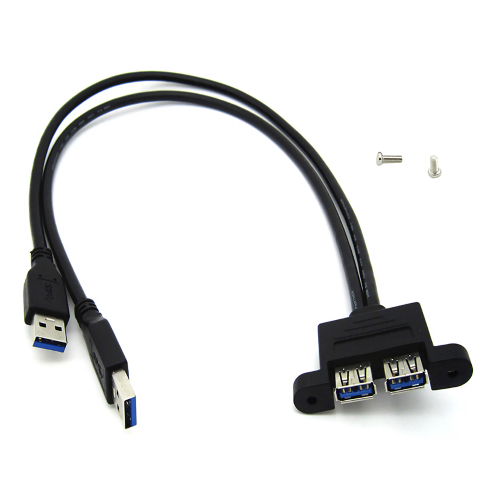 30cm Dual USB 3.0 Panel Mount Extension Cable Male to Female Adapter