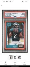 Jalen Hurts 2020 Panini Chronicles Score Red Zone Prizm /20 RC SP #457 PSA 8