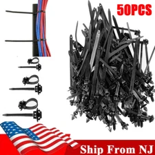 50pc Car Universal Nylon Push Mount Cable Zip Tie Nylon Self Locking Cable Strap