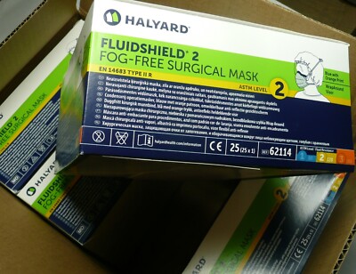 Halyard 62114 Fluidshield 2 Blue Masks with visor (Case of 25
