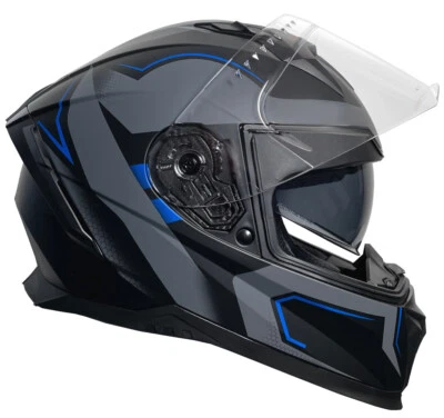 RALLOX HELMETS Motorradhelm Integralhelm 69-B Helm Rollerhelm Sturzhelm blau grau matt S M L XL