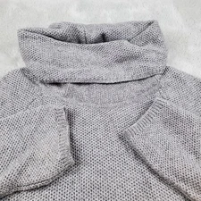 Benedetta B. Italian Wool Cashmere Sweater Womens Lg Grey Waffle Knit Turtleneck