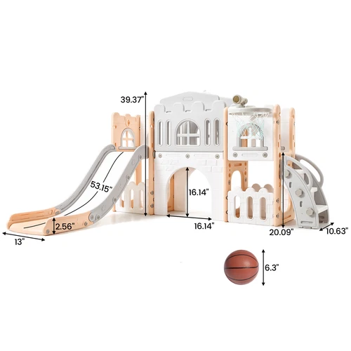 8 In 1 Toddler Slide, Kids Slide with Climber Playset, Indoor Outdoor Playground - Picture 5 of 11