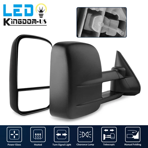 Manual Tow Mirrors for 1999-2006 Chevy Silverado 1500 2500 3500 Side View Mirror