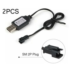 2PCS 7.2V NI-MH Battery USB Charger Cable Charging For RC car SM 2 Pin Battery