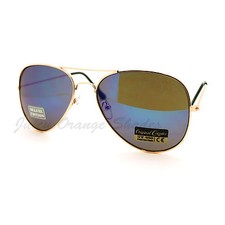 Women's Classic Thin Metal Gold Pilot Sunglasses Color Mirror Lens