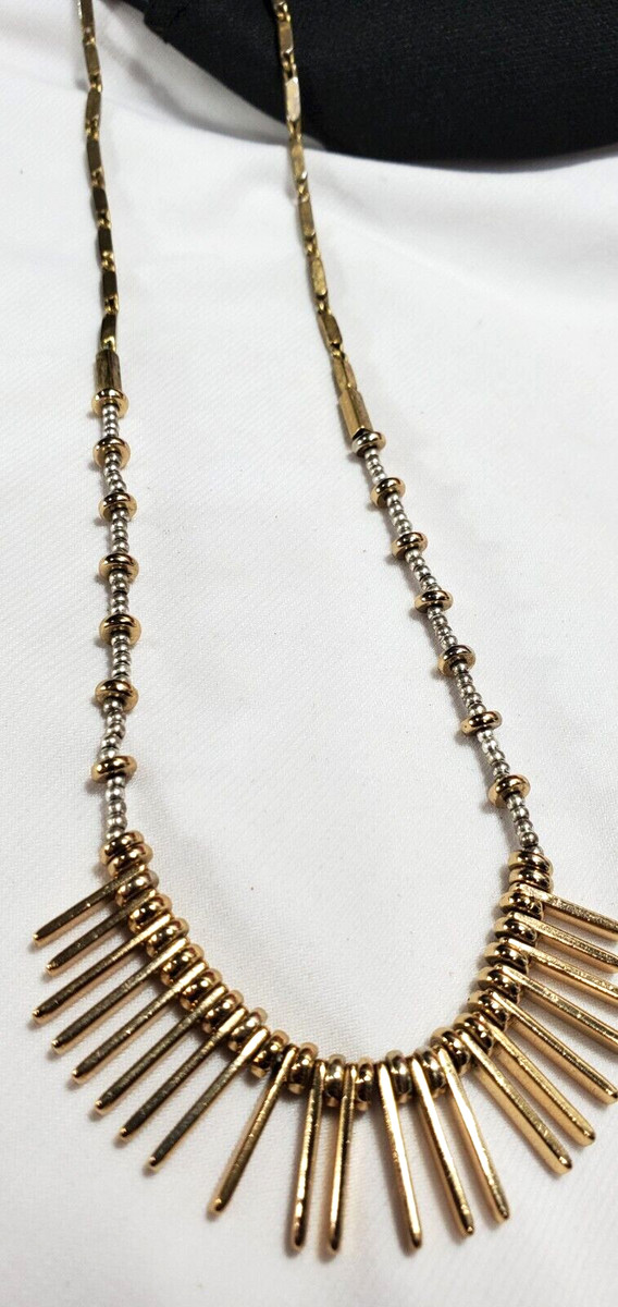 Vintage Gold Metal Bar Cleopatra Style Necklace View 4