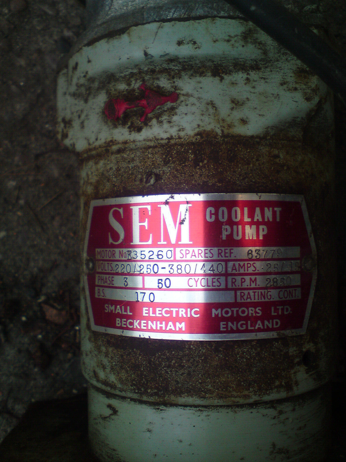 SEM lathe coolant pump and tap / nozzle eBay