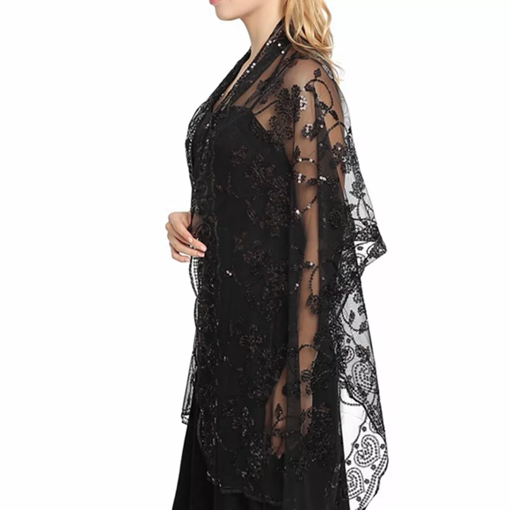 Black evening cheap shawl