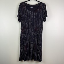 EVRI Sz 0X Black Polka Dot Striped Stretch A Line Pocket Dress