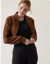Athleta M Medium Retroplush Wrap Sweatshirt Brown NEW  466774