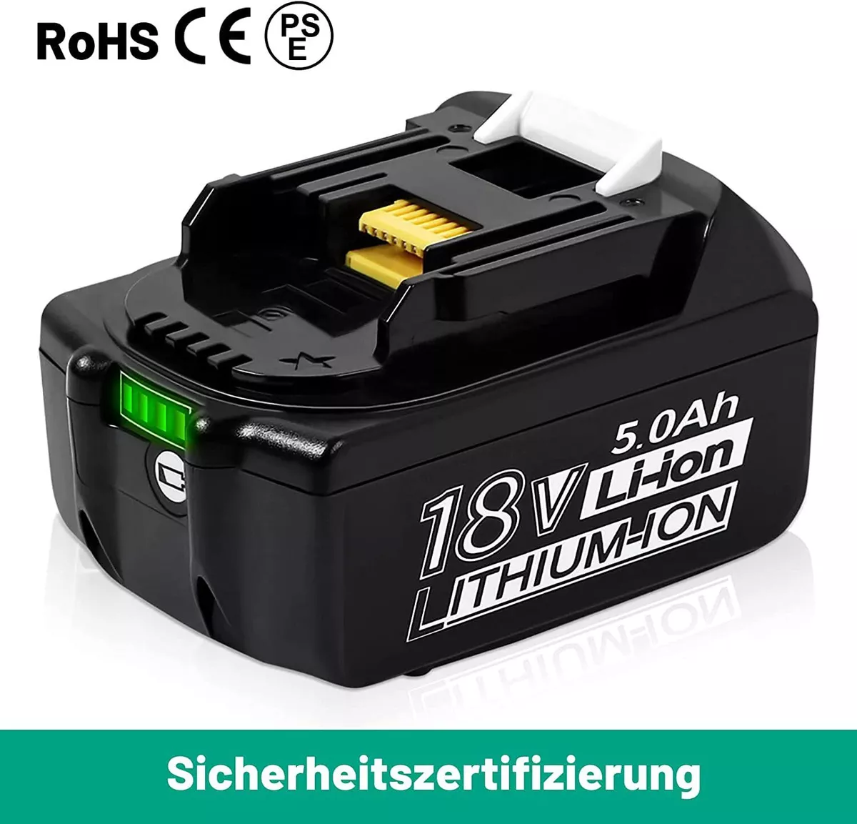 Makita BL1850 B Batterie Li-ion 18 Volt 5Ah avec indicateur de charge, Batterie  Makita 197280-8, BL1830, 18,0 Volt, Makita, Batteries pour outils  électriques, Batteries