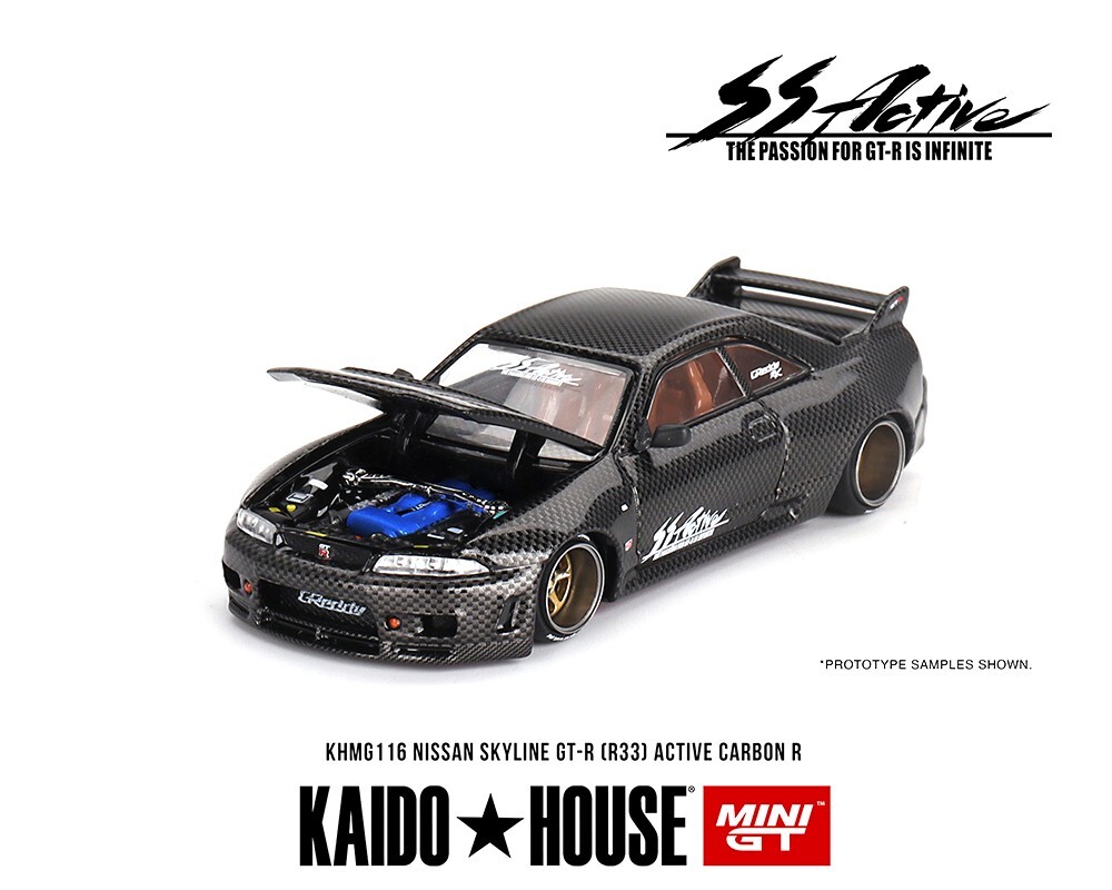 限定MINIGT KAIDO★HOUSE GT-R (R33) 116 チェイス Kaido House x Mini GT Nissan GT-R (R33) Active Carbon R