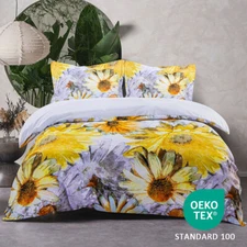 Sunflower Duvet Cover with Pillow Sham Set Machine Washable Fade Resistant
