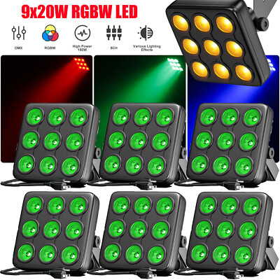 10PCS 180W RGBW LED Matrix Par Light Stage Effect Disco DJ Wash Lighting DMX