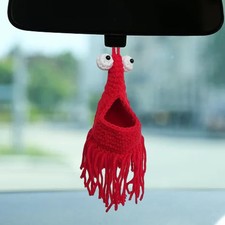 Crochet Car Hanger - Cute Alien Plant Hanger Rear View Mirror Charm Pendant - Kn