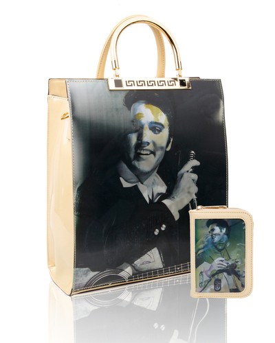 Borsa a tracolla 2 in 1 grande donna doppio manico in vernice design Elvis 3D tracolla - Foto 9 di 11