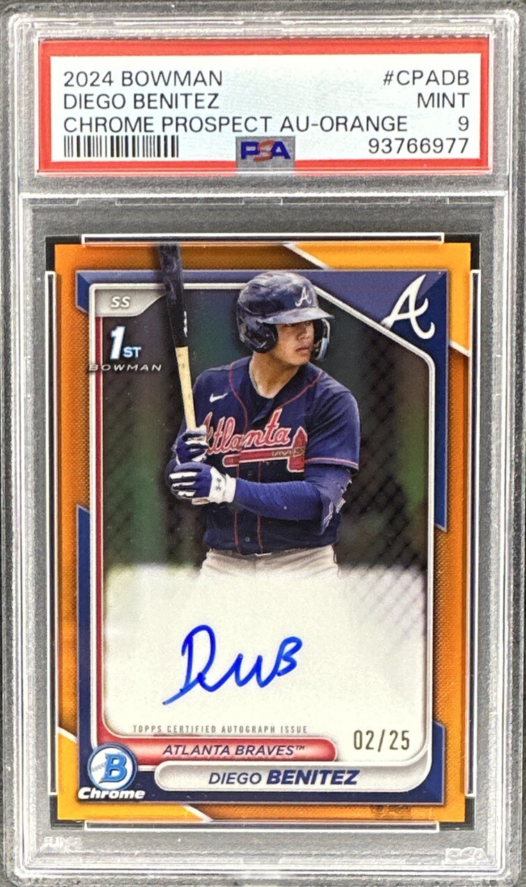 DIEGO BENITEZ 2024 BOWMAN CHROME 1ST Orange Refractor PROSPECT AUTO /25 BRAVES