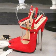 Womens Super High Heel Stilettos Pointy Toe Buckle Pumps Shoes Plus Sz 16cm